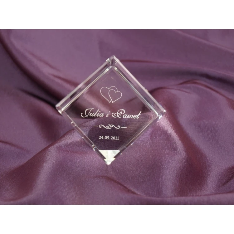 Glass Trophy - CUBE - wedding, anniversary, thank you