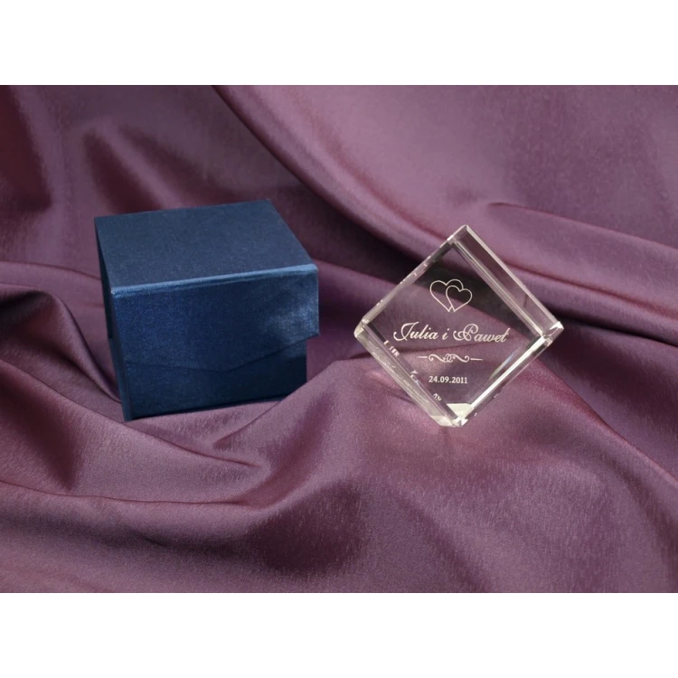Glass Trophy - CUBE - wedding, anniversary, thank you