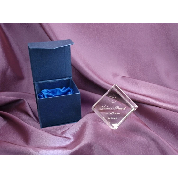 Glass Trophy - CUBE - wedding, anniversary, thank you
