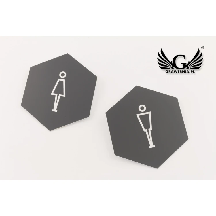 Hexagonal Toilet Signs - Grey Engraving Laminate - Size 110x127mm - TT012