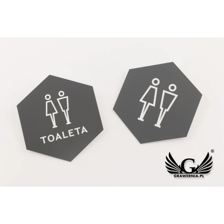 Hexagonal Toilet Signs - Grey Engraving Laminate - Size 110x127mm - TT012