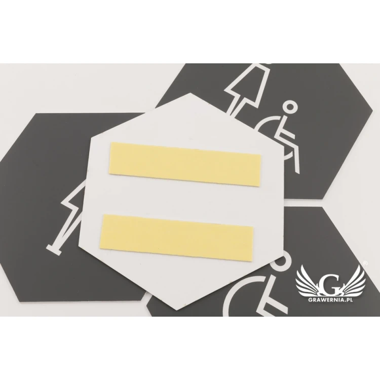 Hexagonal Toilet Signs - Grey Engraving Laminate - Size 110x127mm - TT012