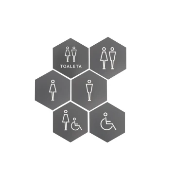 Hexagonal Toilet Signs - Grey Engraving Laminate - Size 110x127mm - TT012