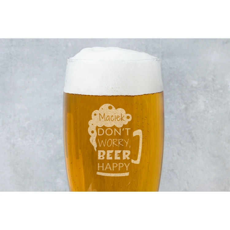 Beer glass with engraving - Don't worry, beer happy - SP005