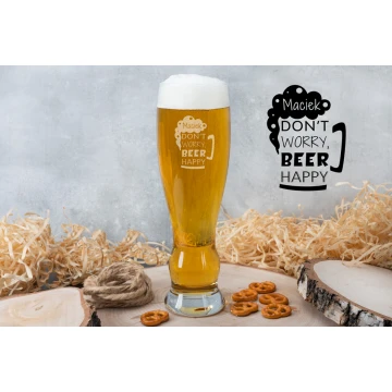 Beer glass with engraving - Don't worry, beer happy - SP005