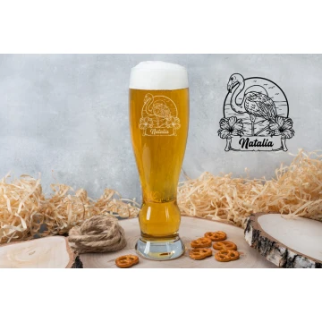 Beer Glass with Engraving for Women - Flamingo - SP028