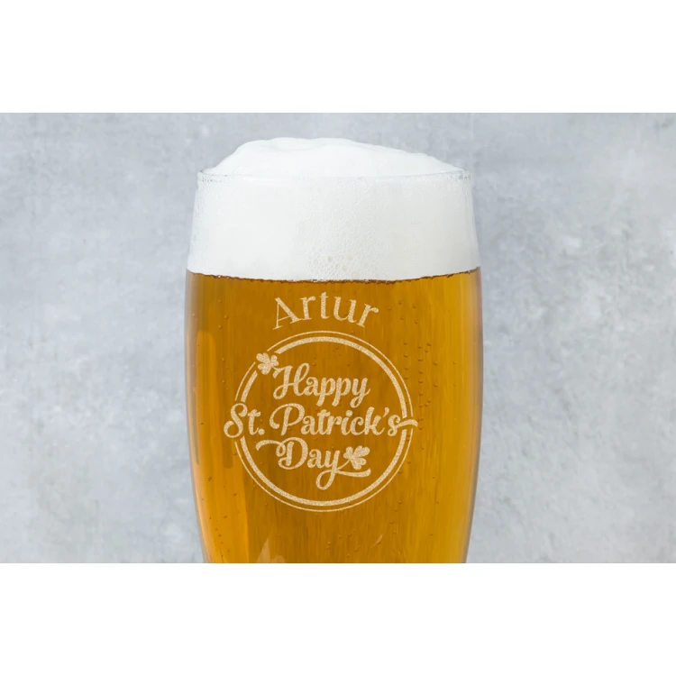 Beer Glass with Engraving - Happy St Patrick's Day - SP007