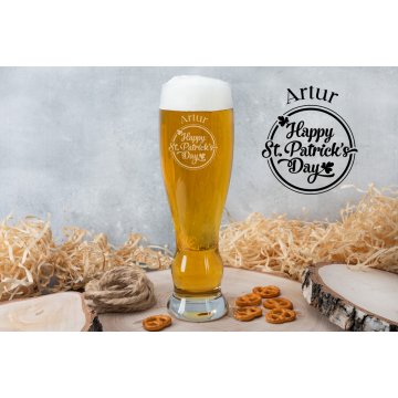 Beer Glass with Engraving - Happy St Patrick's Day - SP007