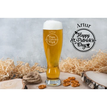 Beer Glass with Engraving - Happy St Patrick's Day - SP007