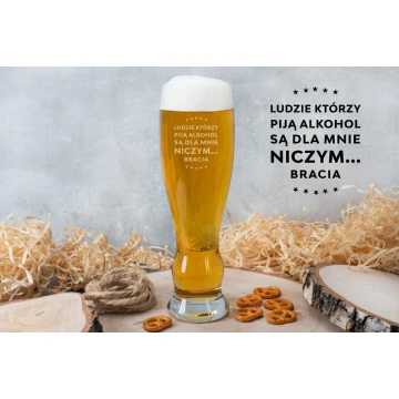 Beer glass with engraving - People who drink alcohol are like brothers to me - SP016