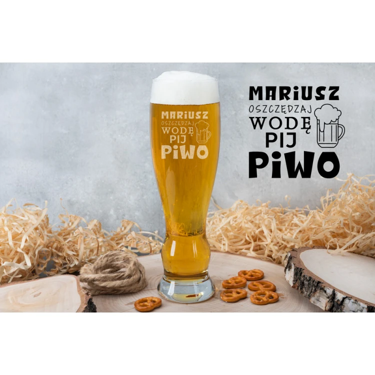 Beer Glass with Engraving - Save Water, Drink Beer - SP001
