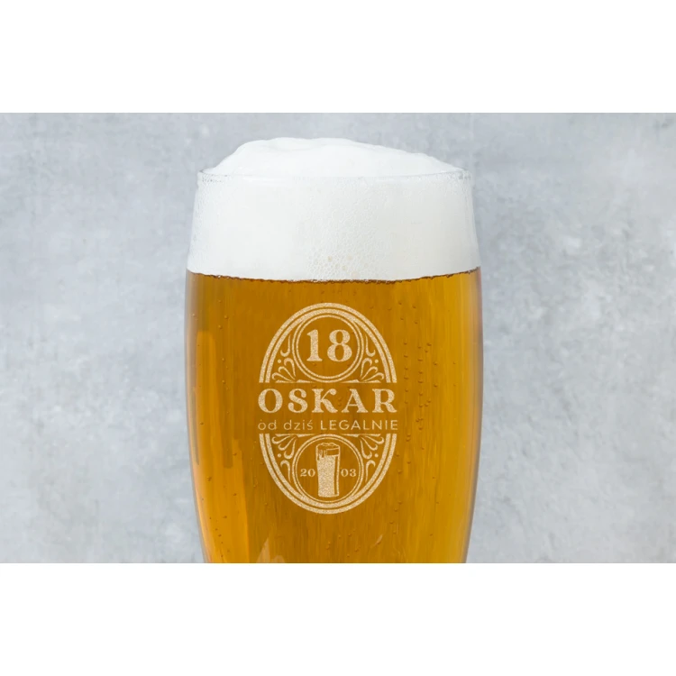 Beer glass with engraving - 18th birthday gift - SP006