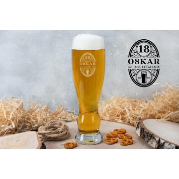 Beer glass with engraving - 18th birthday gift - SP006