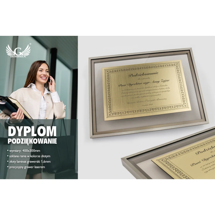 Glass Diploma - Gratitude in a Gold Frame - DWR5