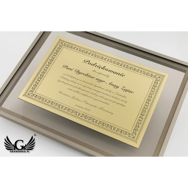 Glass Diploma - Gratitude in a Gold Frame - DWR5