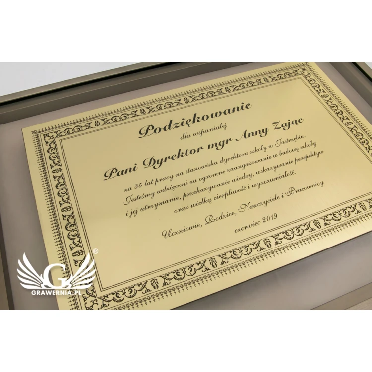 Glass Diploma - Gratitude in a Gold Frame - DWR5