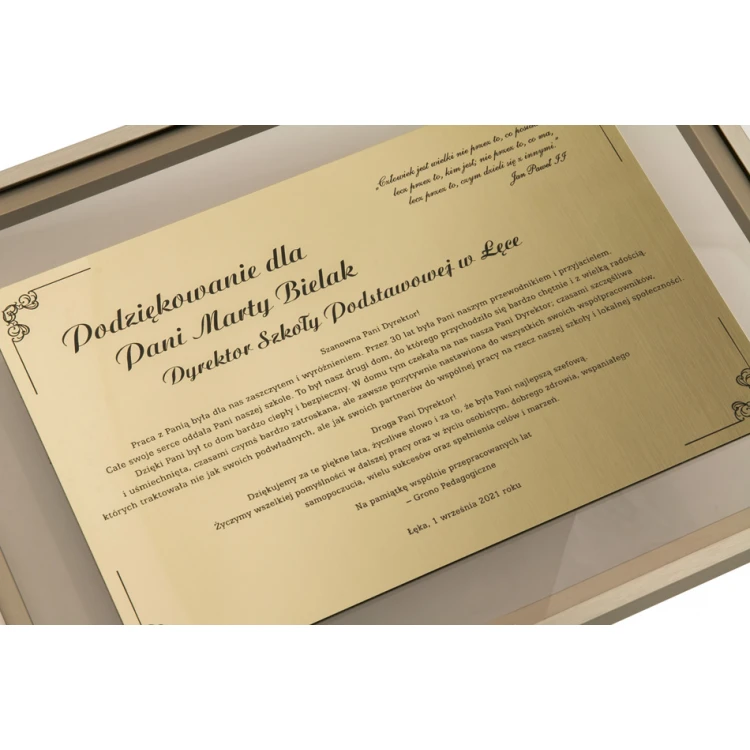 Glass Diploma - Gratitude in a Gold Frame - DWR5