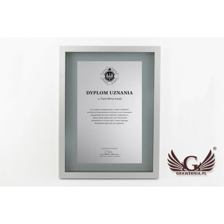 Glass Diploma in Silver Frame - DWR3