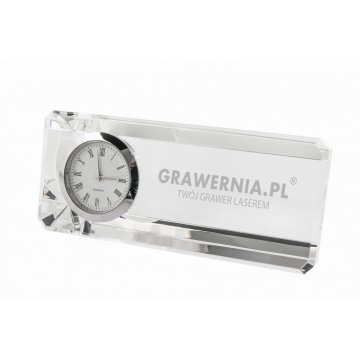 Roger Glass Paperweight with Clock - Any Engraving - PK001