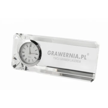 Roger Glass Paperweight with Clock - Any Engraving - PK001