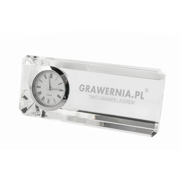 Roger Glass Paperweight with Clock - Any Engraving - PK001