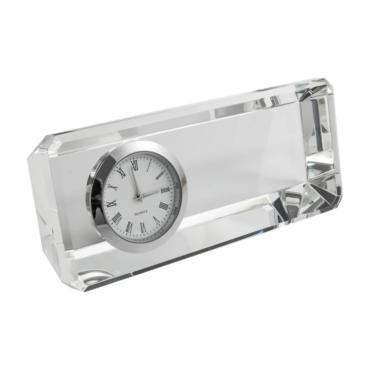 Roger Glass Paperweight with Clock - Any Engraving - PK001