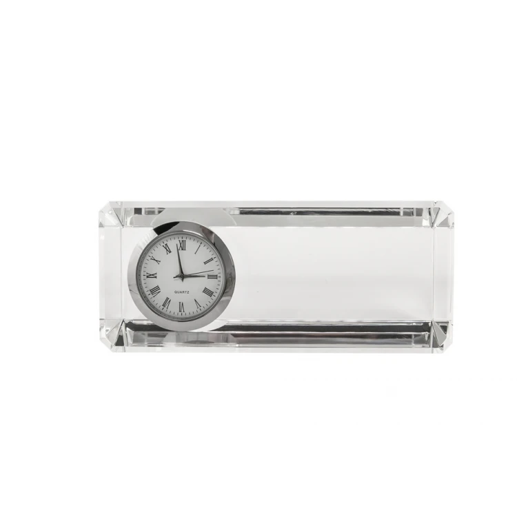 Roger Glass Paperweight with Clock - Any Engraving - PK001
