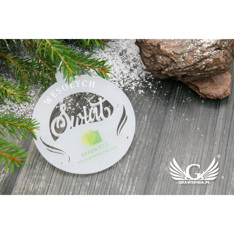 Frosted baubles with any UV print - size 70x80mm - Merry Christmas - BDR016