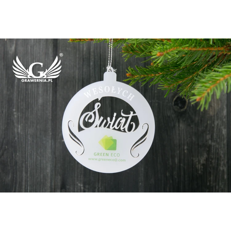 Frosted baubles with any UV print - size 70x80mm - Merry Christmas - BDR016
