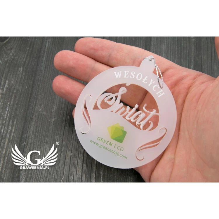 Frosted baubles with any UV print - size 70x80mm - Merry Christmas - BDR016