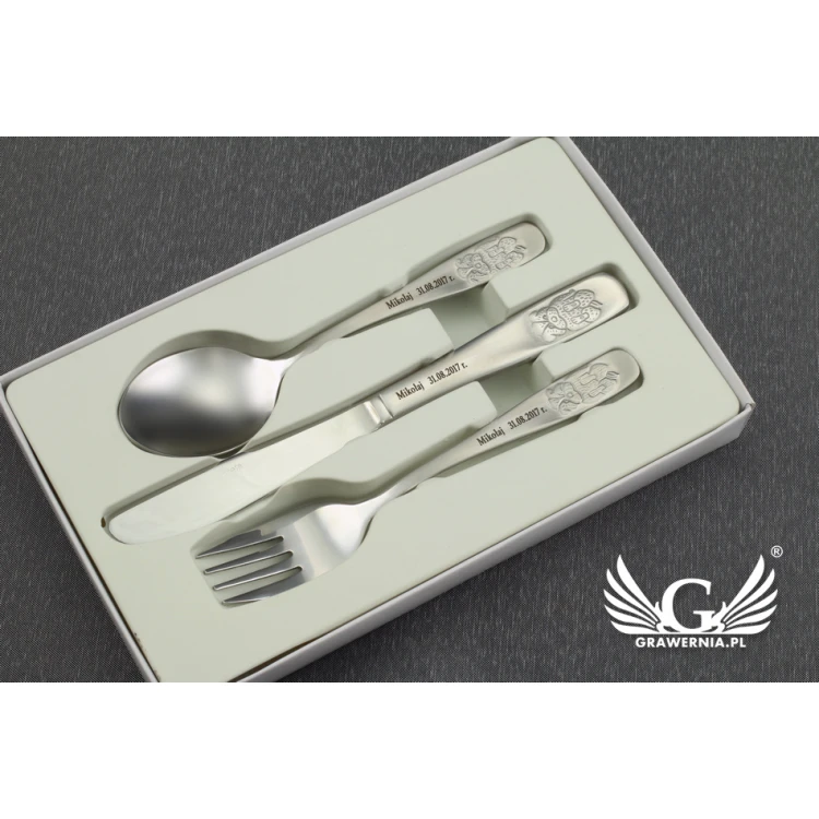 Amefa Teddy Bear Cutlery with any engraving - Exclusive 3-piece set for children - ZSZ010