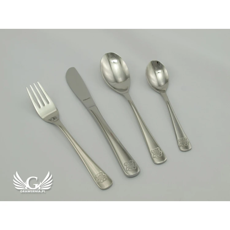 Amefa Teddy Bear Cutlery with Any Engraving - Exclusive 4-Piece Set for Children - ZSZ003