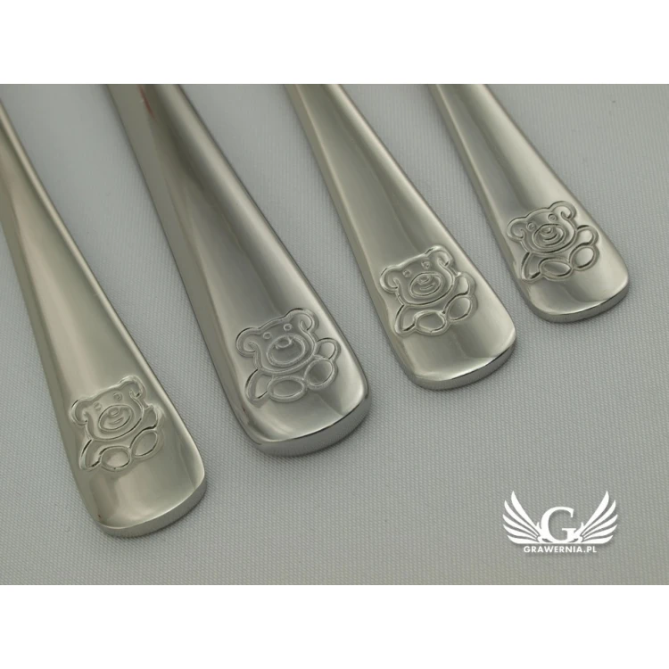 Amefa Teddy Bear Cutlery with Any Engraving - Exclusive 4-Piece Set for Children - ZSZ003