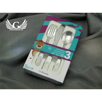 Amefa Teddy Bear Cutlery with any engraving - Exclusive 3-piece set for children - ZSZ010