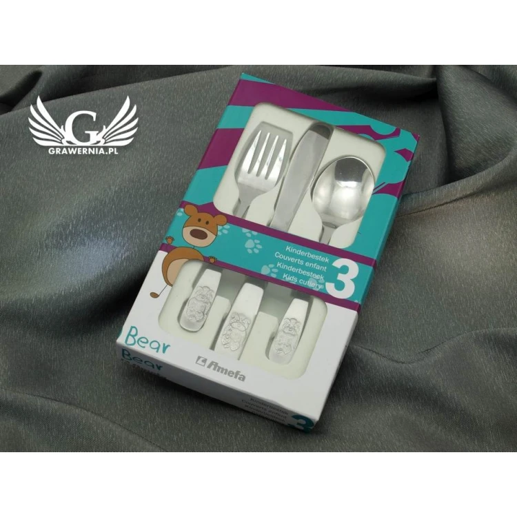 Amefa Teddy Bear Cutlery with any engraving - Exclusive 3-piece set for children - ZSZ010