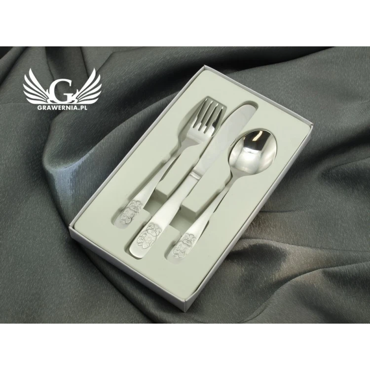 Amefa Teddy Bear Cutlery with any engraving - Exclusive 3-piece set for children - ZSZ010
