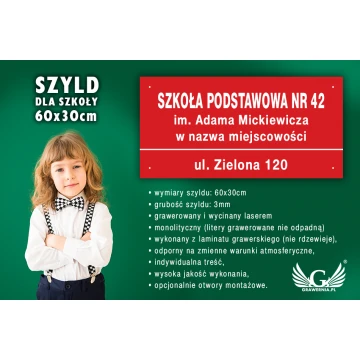 Sign for school - SZ104 - size 600x300mm