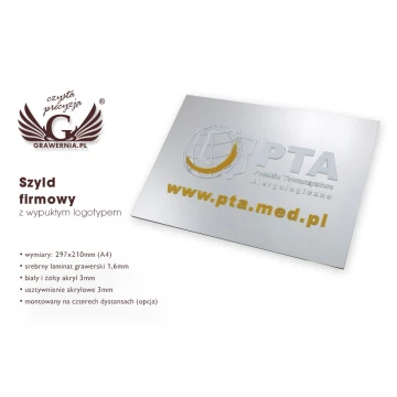 COMPANY SIGN 100% convexity - silver - SZ055 - A4 size 297x210mm