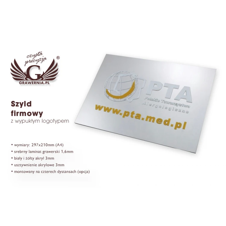 COMPANY SIGN 100% convexity - silver - SZ055 - A4 size 297x210mm