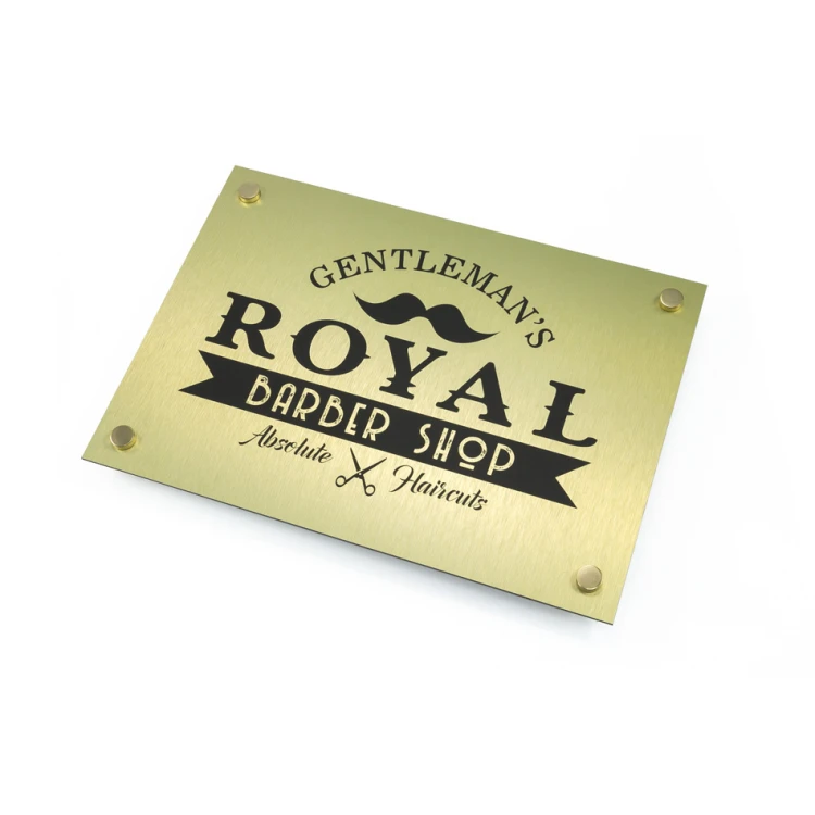 Company Sign - Brushed Gold Dibond 3mm - UV Print - Size 420x297mm (A3) - SZUV018