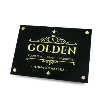 Company Sign - Brushed Gold Dibond 3mm and Acrylic - UV Print - Size 420x297mm (A3) - SZUV019