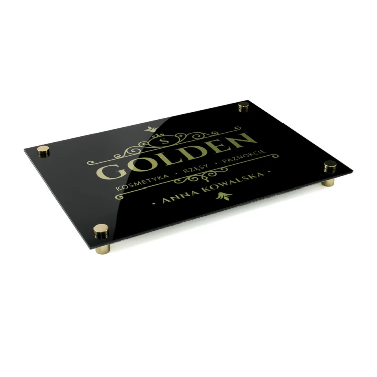 Company Sign - Brushed Gold Dibond 3mm and Acrylic - UV Print - Size 420x297mm (A3) - SZUV019