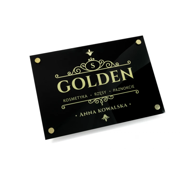 Company Sign - Brushed Gold Dibond 3mm and Acrylic - UV Print - Size 420x297mm (A3) - SZUV019