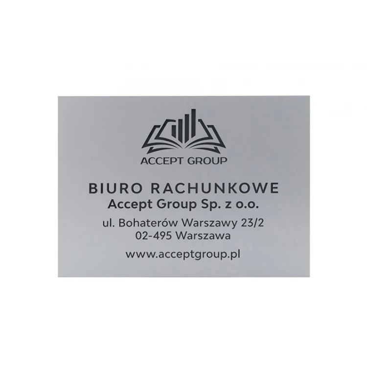 Engraved Company Plaque - Matte Silver Exterior - SZ126 - Size 297x210mm (A4)