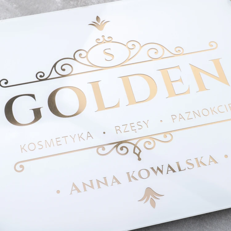 Advertising Sign - White Board with Gold Letters - Size 297x210mm (A4) - SZUV035