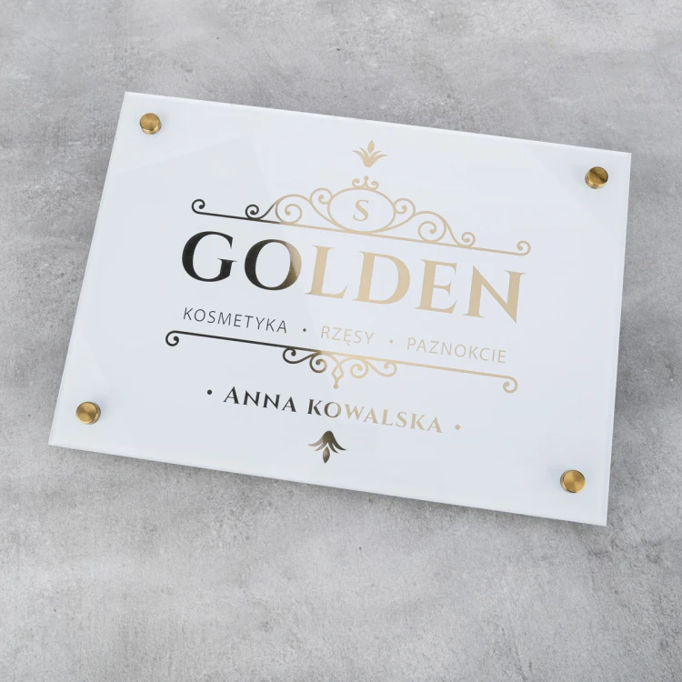 Advertising Sign - White Board with Gold Letters - Size 297x210mm (A4) - SZUV035