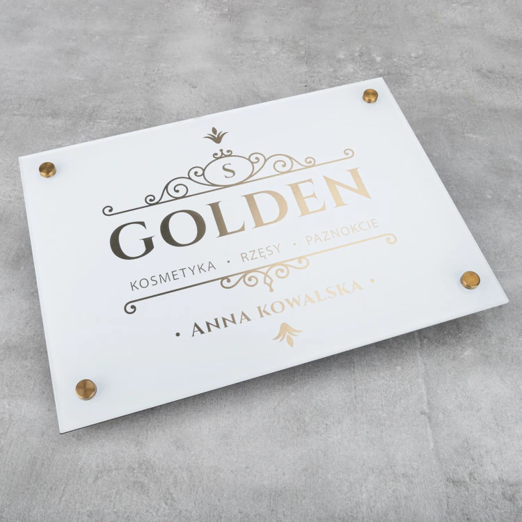 Advertising Sign - White Board with Gold Letters - Size 297x210mm (A4) - SZUV035