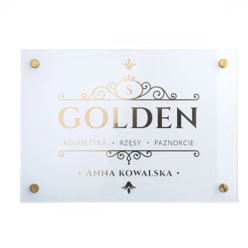 Advertising Sign - White Board with Gold Letters - Size 297x210mm (A4) - SZUV035
