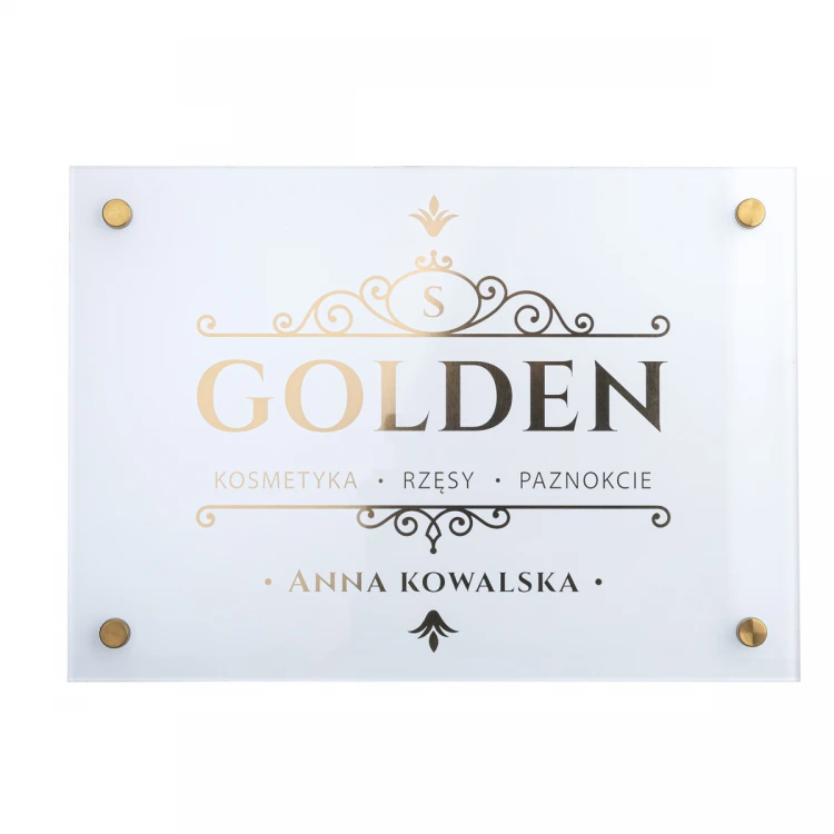 Advertising Sign - White Board with Gold Letters - Size 297x210mm (A4) - SZUV035