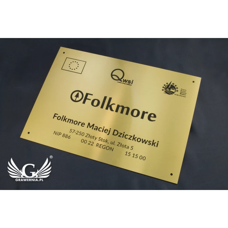 Company plaque - brushed and lacquered brass - blackened engraving - size 297x210 (A4)